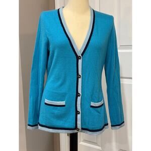 C Wonder Cashmere Sweater Sz XL Tennis Preppy Blue Button Up Old Money Cozy